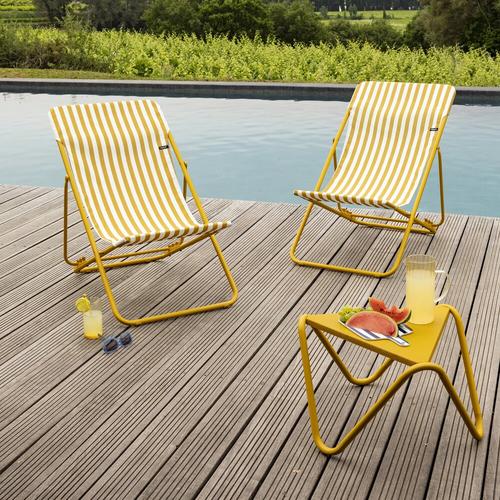Visuel 5 du produit Maxi transat colorblock rayure miel Lafuma coloris jaune en polyester - 62 x 83 x 91 cm