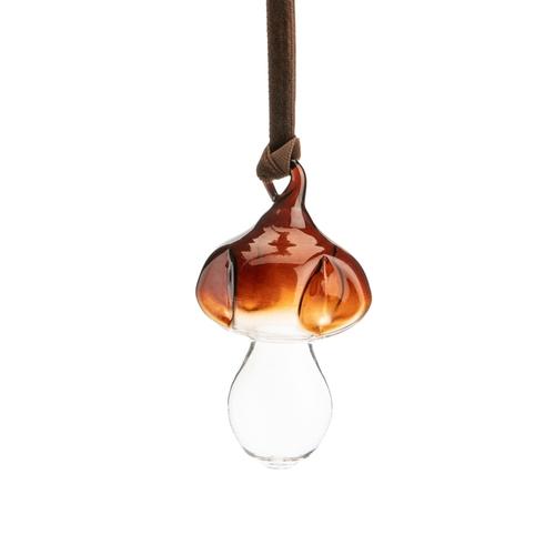 Visuel 1 du produit Suspension forme champignon en verre beige et transparent - 8,5 x 5 cm