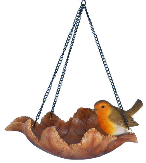 Visuel 1 du produit Figurine en résine rouge-gorge sur feuille Riviera - 17 cm