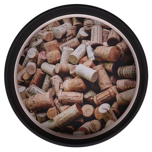 Visuel 1 du produit Plateau Viggo "Bouchons" coloris marron en métal - Ø 33 x 4 cm