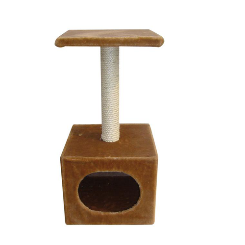 Visuel 1 du produit Arbre à chat avec panier et griffoir coloris marron Abey classic - 60 cm