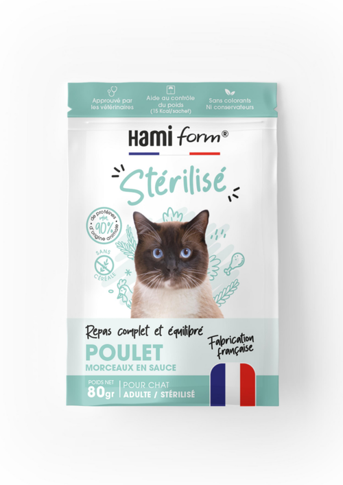 Visuel 1 du produit Alimentation complète pour chat stérilisé poulet light HamiForm - pochon de 80 g