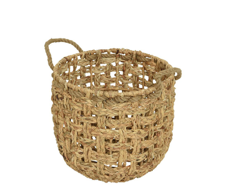 Visuel 1 du produit Panier rond en jacinthe d'eau avec poignée taille 3 - Ø 29 x H 26 cm