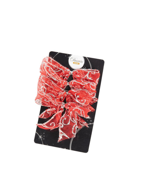 Visuel 2 du produit Nœud de Noël en polyester rouge - 10 cm