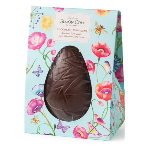 Visuel 1 du produit Œuf en chocolat noir 70% dans boite fleurie bleue Simon Coll -  150 g