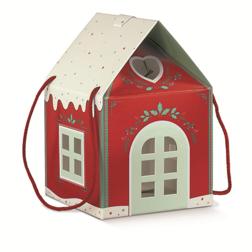 Visuel 1 du produit Boîte maison décorée coloris rouge et blanc Cav Service -  20 x 20 x h 18 cm