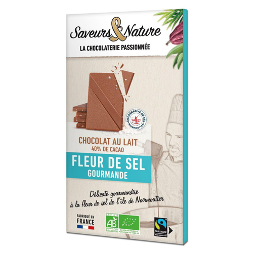 Visuel 1 du produit Chocolat au lait 40% fleur de sel bio Saveurs et Nature - 80 g