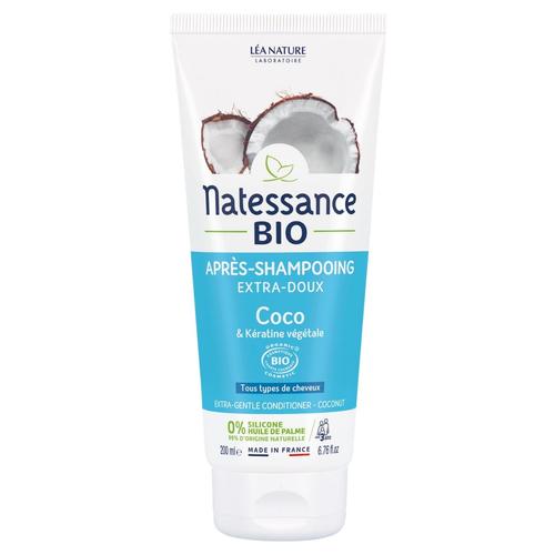 Visuel 1 du produit Après-shampooing extra-doux coco bio et kératine végétale Natessance - 200 ml