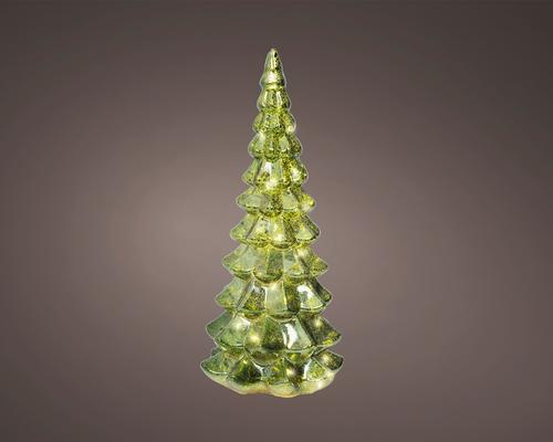 Visuel 1 du produit Sapin décoratif en verre vert à micro LED blanc chaud - Ø 14,5 x H 32 cm