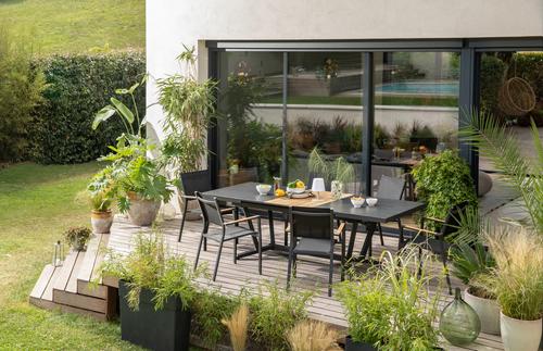 Visuel 5 du produit Table extensible en aluminium et céramique noir Sedum - 180/240 x 100 x 76 cm