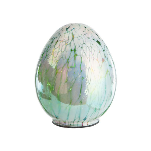 Visuel 1 du produit Œuf décoratif en verre moucheté vert et blanc - Ø 10 x H 16 cm