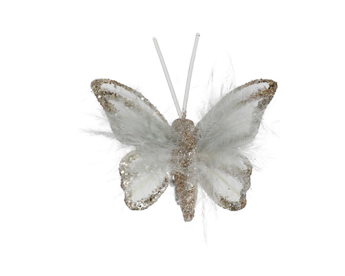 Visuel 1 du produit Papillon doré en organdi avec paillettes sur clip - 5 x 3,5 cm