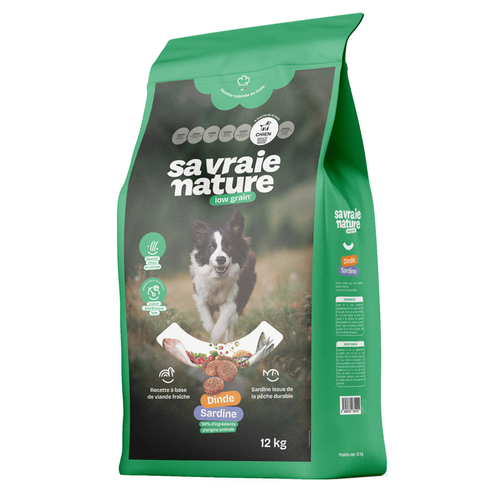 Visuel 1 du produit Croquettes chien adulte dinde et sardine Sa Vraie Nature - 12 kg