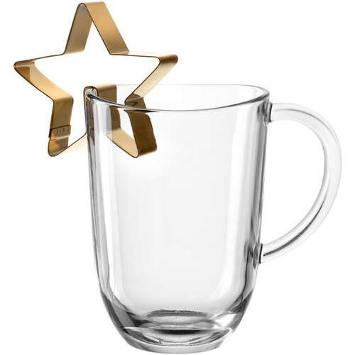Visuel 1 du produit Tasse en verre transparent avec emporte-pièce forme étoile or - 15 cm