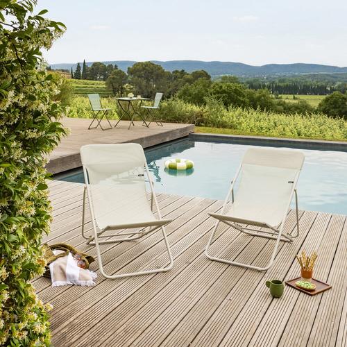 Visuel 5 du produit Fauteuil maxi transat colorblock Lafuma Batyline® coloris beige en acier - 62 x 83 x 91 cm