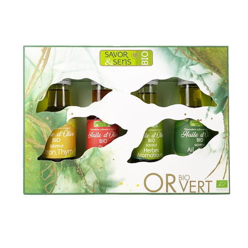 Visuel 1 du produit Coffret 4 huiles d'olive bio Savor et Sens - 4 x 10 cl