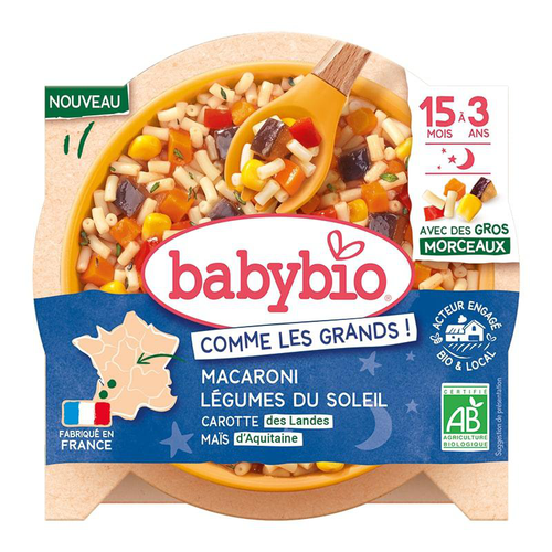 Visuel 1 du produit Assiette bio carotte champignon coquillettes jambon Babybio - 200 g