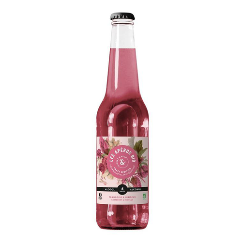 Visuel 1 du produit Spritzer au vin framboise hibiscus bio 4% d'alcool Pierre & Nico - 27,5 cl