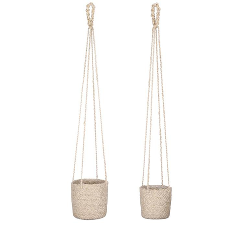 Visuel 1 du produit Panier à suspendre en toile de jute crème Atlantic - Ø 14 x H 14 cm