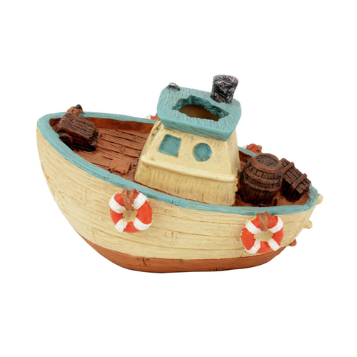 Visuel 1 du produit Décoration pour aquarium coloris bleu Bateau de Pêcheur Aquatlantis - 12,5 x 5 x 6,5 cm