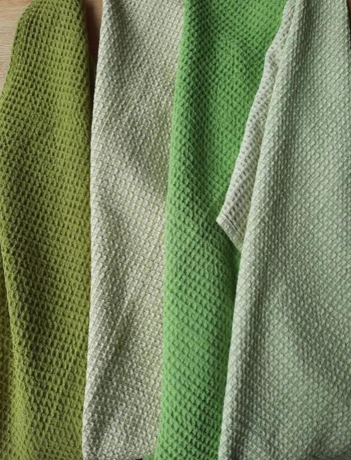 Visuel 1 du produit Torchon en coton nid d’abeille vert bergamote Wincker Mumba - 50 x 70 cm