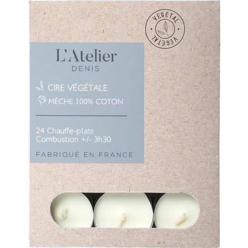 Visuel 1 du produit Pack de bougies chauffe plats en cire végétale ivoire - 24 pièces