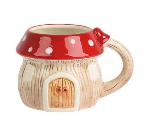 Visuel 1 du produit Mug maison champignon en dolomite rouge et marron - 13,7 x 10,5 x 8,9 cm