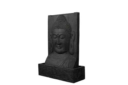 Visuel 1 du produit Décoration pour jardin aquatique coloris noir en pierre reconstituée fontaine bouddha avec une base grand modèle SEDA - 106 cm