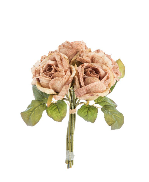 Visuel 1 du produit Fleur artificielle en papier bouquet de roses coloris rose - H 30 cm