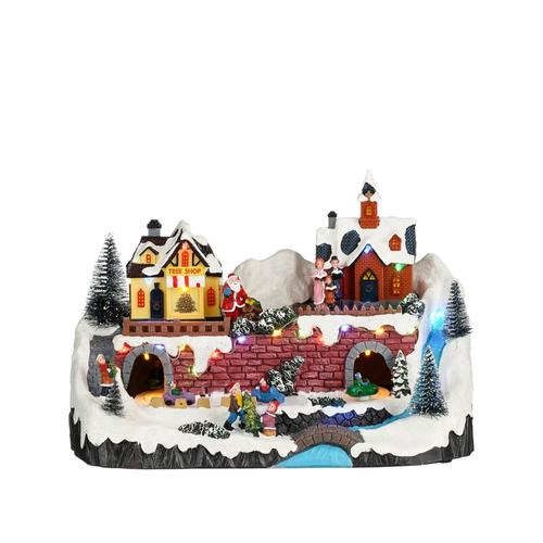 Visuel 1 du produit Village de Noël coloris multicolore à piles Luville - L 33 x l 19,5 x H 22,5 cm