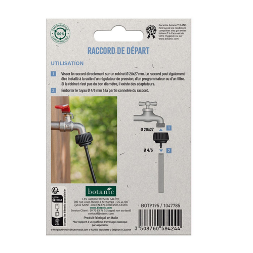 Visuel 2 du produit Adaptateur femelle 20 x 27 mm cannelé pour tuyau 4/6 mm - Arrosage goutte à goutte