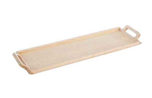 Visuel 1 du produit Plateau rectangulaire avec poignées coloris beige en bois de frêne - 52,5 x 16,3 x 4,5 cm