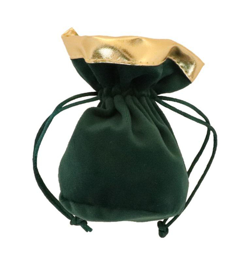 Visuel 1 du produit Bourse vert foncé en velours à bordure or - Ø 6 x H 12 cm