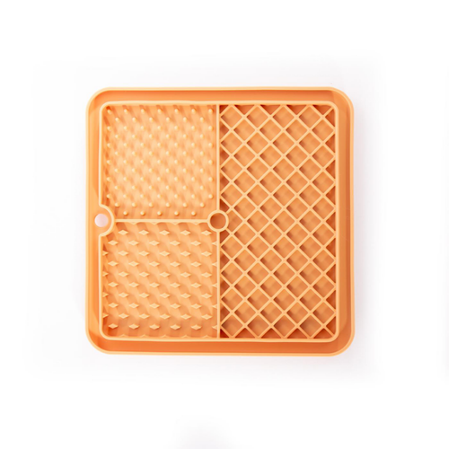 Visuel 1 du produit Tapis à lécher pour chien en silicone coloris jaune trio Martin Sellier - 20 cm