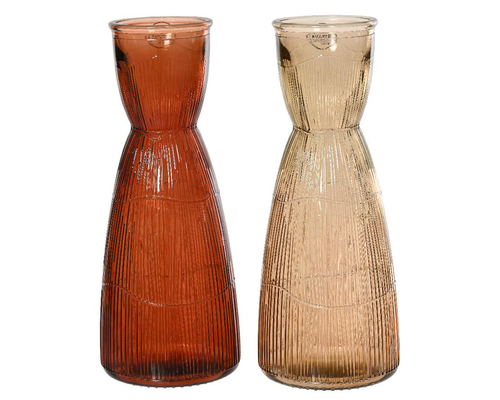 Visuel 1 du produit Carafe colorée en verre recyclé strié - Ø 10 x H 25 cm