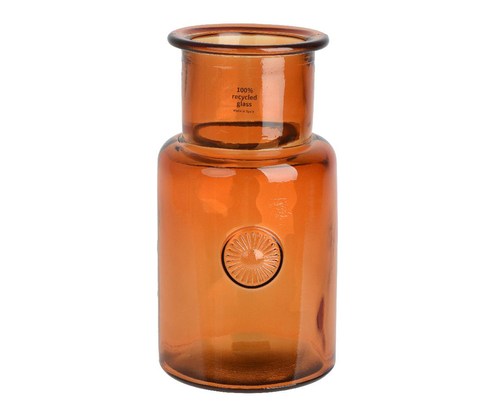 Visuel 1 du produit Vase bouteille en verre transparent orange - Ø 14 x H 28 cm