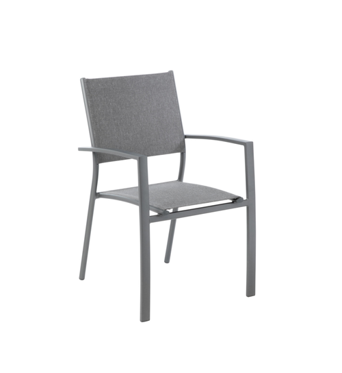 Visuel 1 du produit Fauteuil en aluminium et toile polyester anthracite Talia - 59 x 56 x 88 cm
