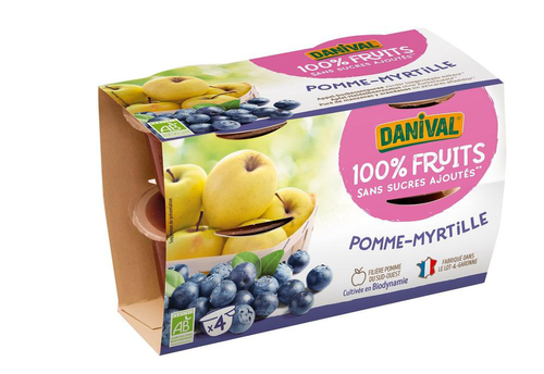 Visuel 1 du produit Purée de fruits pomme myrtille bio - 4 x 100g