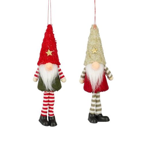 Visuel 1 du produit Gnome à suspendre rouge et vert - 11,5 x 4,5 x 4,5 cm