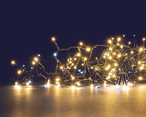 Visuel 1 du produit Guirlande lumineuse compacte à 170 LED blanc chaud + 30 LED flash câble vert Flicker Light® - 5 m