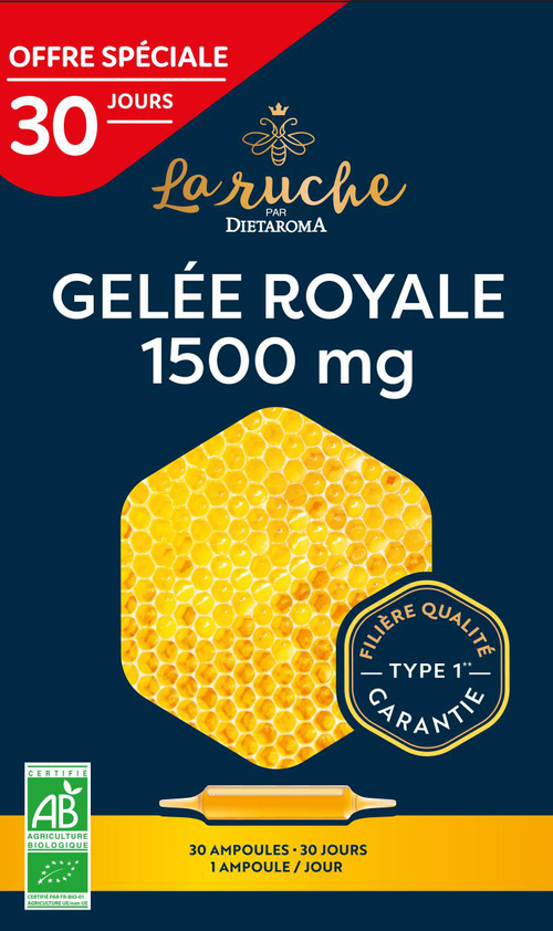 Visuel 1 du produit Complément alimentaire gelée royale bio 1500 mg Dietaroma La Ruche - 30 x 15 ml