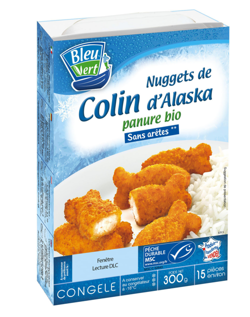 Visuel 1 du produit Nuggets bio congelés de colin d’Alaska MSC Bleuvert - 300 g