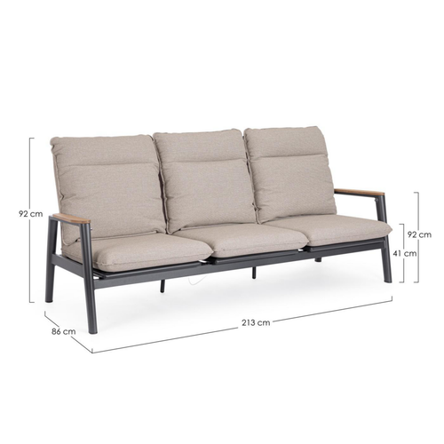 Visuel 3 du produit Canapé 3 places en aluminium anthracide Bizzotto Miguel Pélican