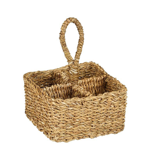 Visuel 1 du produit Corbeille porte-bouteilles en zostère marron Jace - 18 x 18 x 13 cm