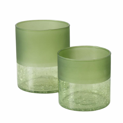 Visuel 1 du produit Photophore en verre laqué vert Meredith - Ø 11,8 x H 14 cm