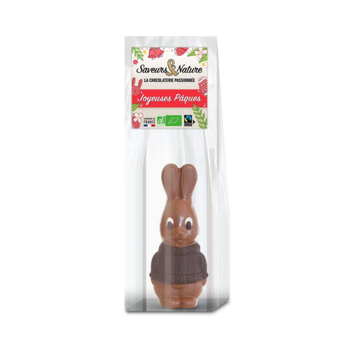 Visuel 1 du produit Lapin tricot au chocolat au lait bio Saveurs et Nature - 70 g