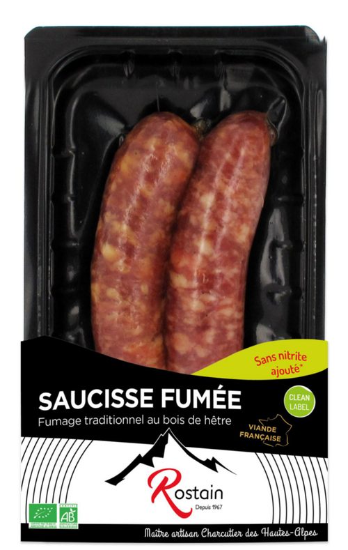 Visuel 1 du produit Saucisses fumées bio Rostain - 2 pièces