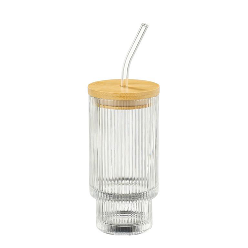 Visuel 1 du produit Verre nomade à paille en verre transparent - Ø 8 x H 15 cm