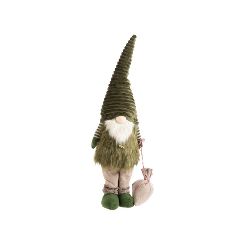 Visuel 1 du produit Gnome vert et brun debout avec hotte en jute grand modèle - 95 cm