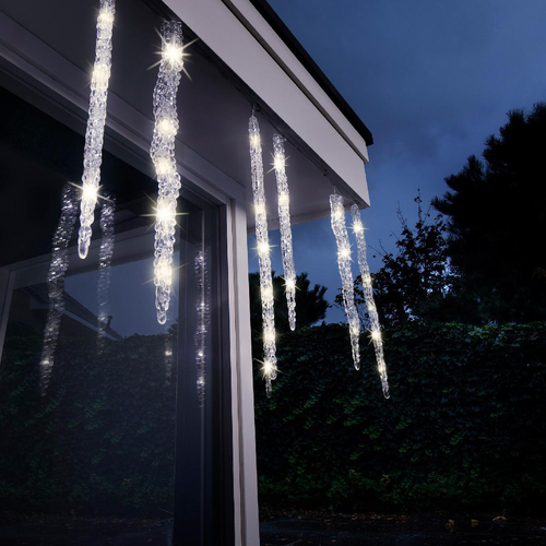 Visuel 3 du produit Rideau lumineux stalactite flash 60 LED blanc chaud sur câble transparent - 360 x 39 cm